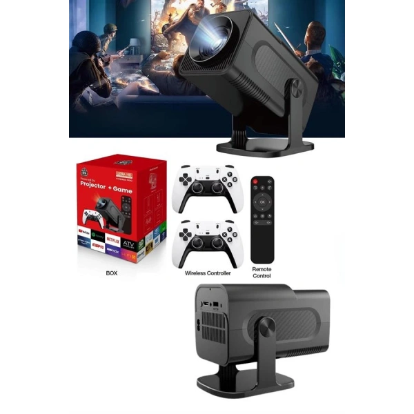 4K Android Smart Wi-fi Çift Kollu Projeksiyon Game Box Kumandalı Taşınabilir