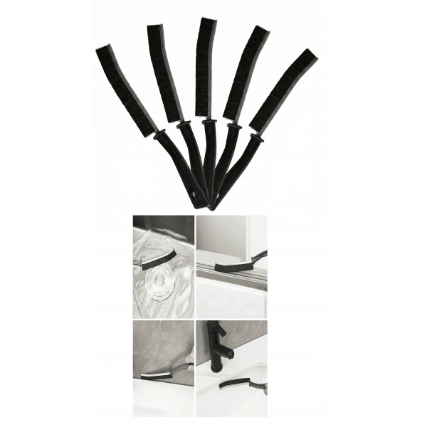 5 Adet İnce Kıl Fırça Banyo Mutfak Pencere Oluk Klozet Kenarı Kavisli Detay Temizleme Fırçası