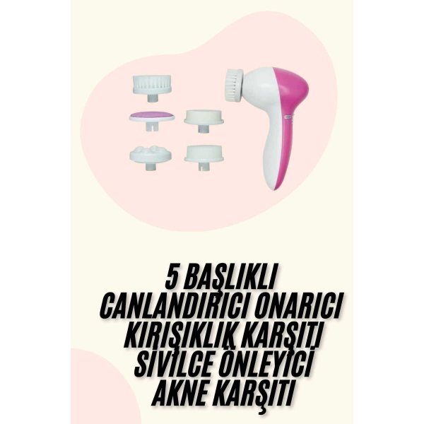 5 Başlıklı Titreşimli Cilt Temizleme Seti Canlandırıcı ve Onarıcı