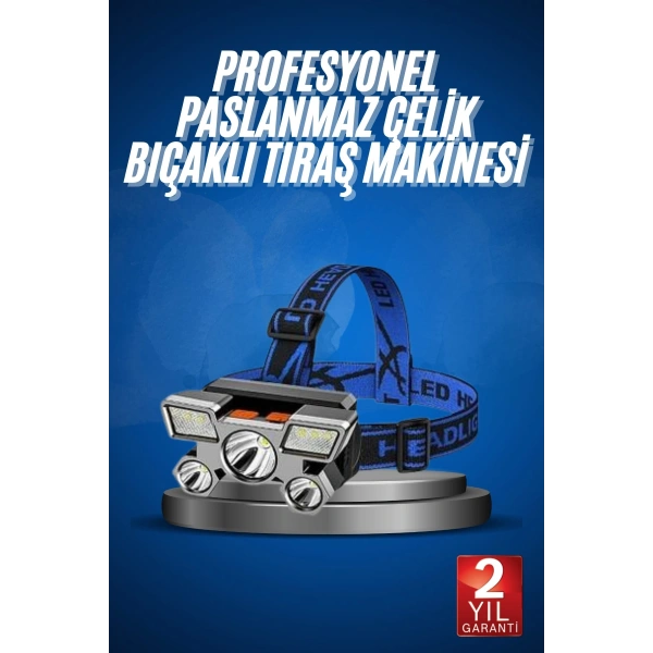 5 LED Far Şarj Edilebilir Güçlü Kafa Lambası Kamp Lambası 4 Modlu