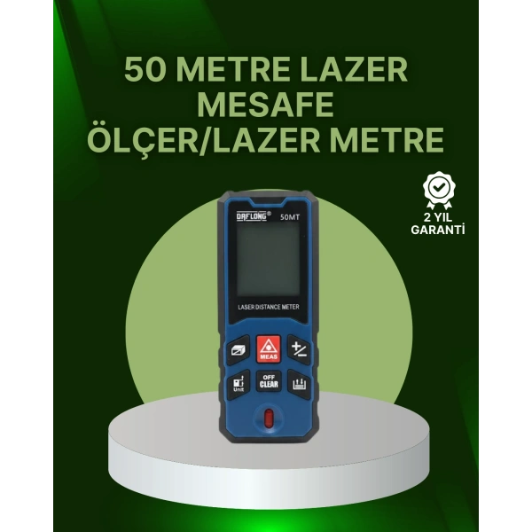50 Metre Lazer Mesafe Ölçer Profesyonel Dijital Ölçüm Cihazı