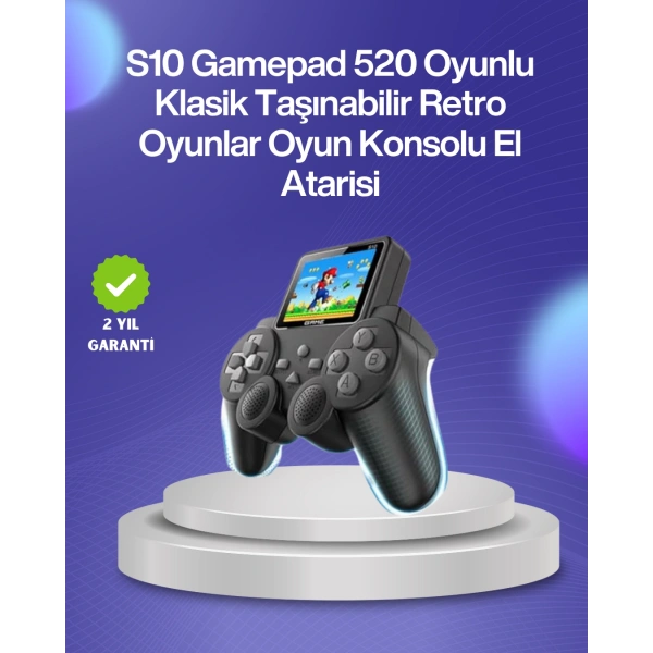 500 Oyunlu Nostaljik El Tipi Oyun Konsolu, Taşınabilir Şarjlı Cihaz, Renkli Ekran ve TV Destekli