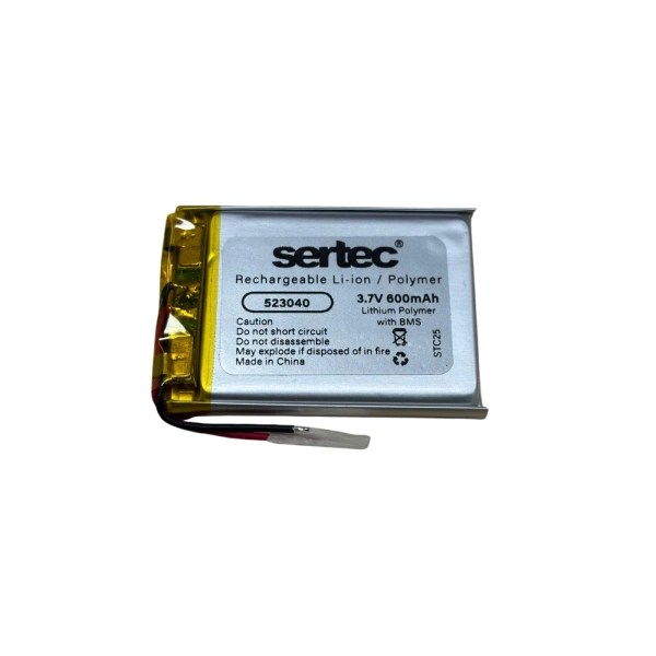 Sertec 523040 3.7V 600 MAh Li-Polymer Pil (Devreli/1.5A)
