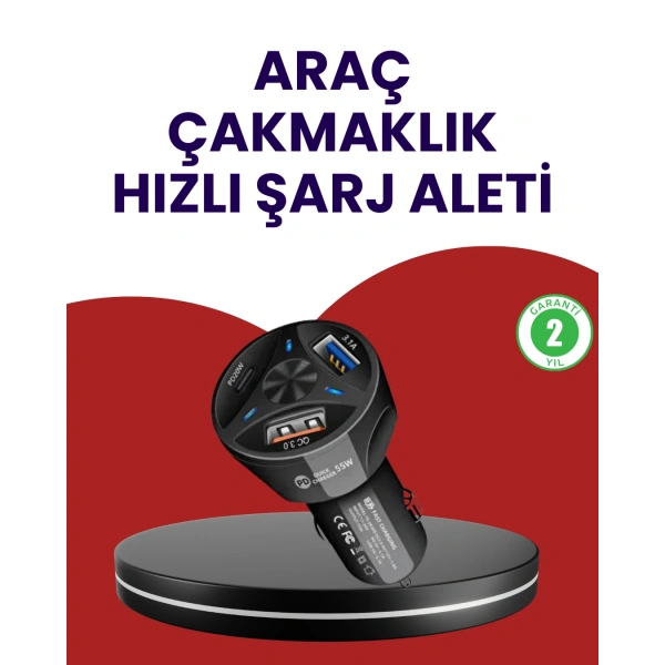55W PD ve Quick Charge 3.0 Destekli Polygold Araç Şarj Adaptörü