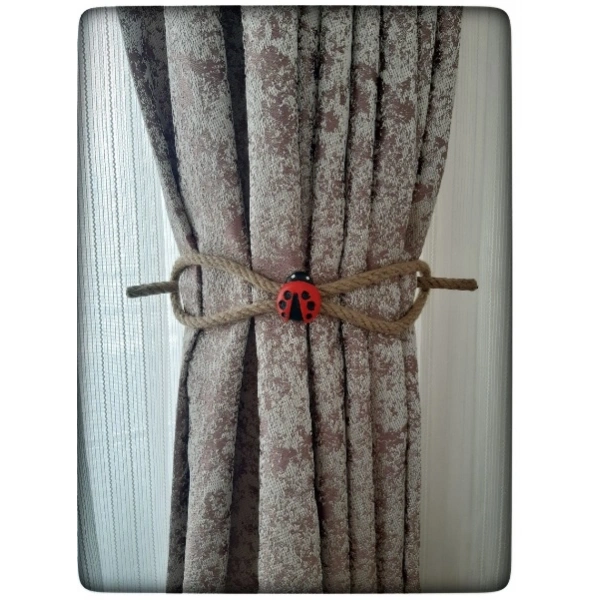 6 Adet Braçol Kanat Perde Tokası Tül Perde Tutucu Perde Süs Uğur Böceği İle Uğur Gelsin