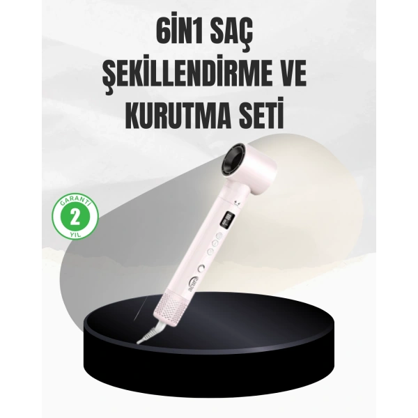 6 Başlıklı Hızlı Kurutma ve Bukle Şekillendirme Seti