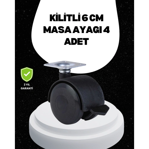 6 cm Kilitli Tekerlek Ayak 4 Adet Sehpa ve Ekipman Uyumlu