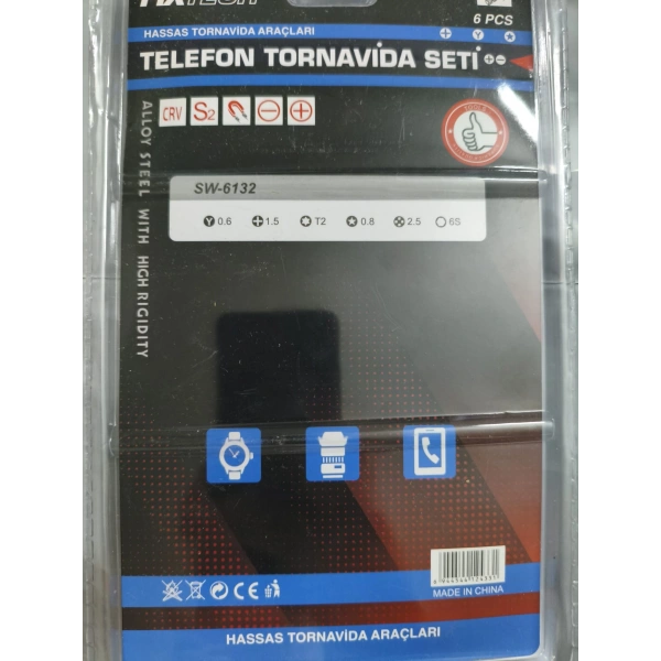 6 Parça Saatçi ve Telefoncu Onarım Tornavida Seti Hassas Tornavida Seti