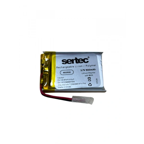 Sertec 602535 3.7V 600 MAh Li-Polymer Pil (Devreli/1.5A)