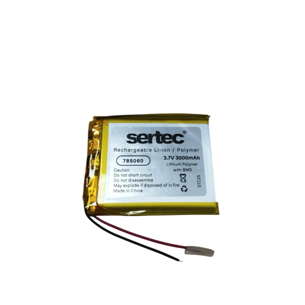 Sertec 785060 3.7V 3000mAh Li-Polymer Pil (Devreli/1.5A)