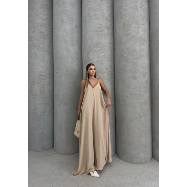 Aerobin uzun elbise bej pt