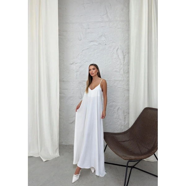 Aerobin uzun elbise beyaz pt
