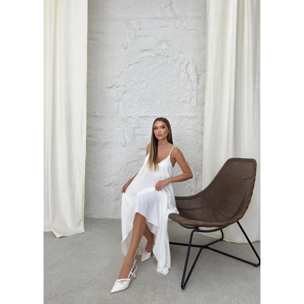 Aerobin uzun elbise beyaz pt