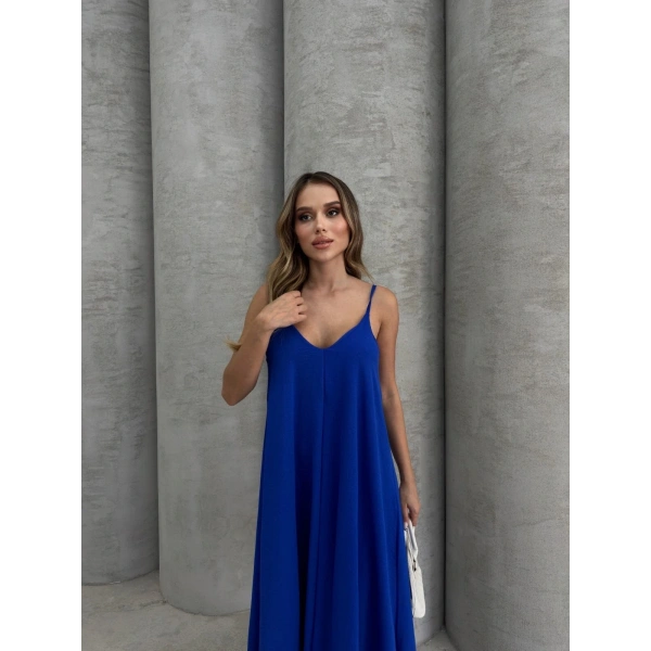 Aerobin uzun elbise saks mavisi pt