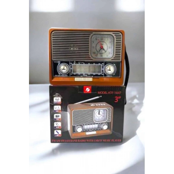 Ahşap Görünümlü Retro Bluetooth Radyo USB,AUX Ve SD Kart Girişli