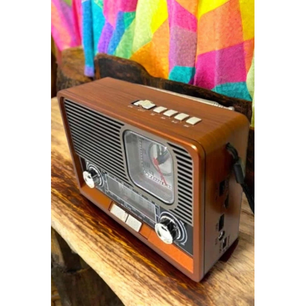 Ahşap Görünümlü Retro Bluetooth Radyo USB,AUX Ve SD Kart Girişli