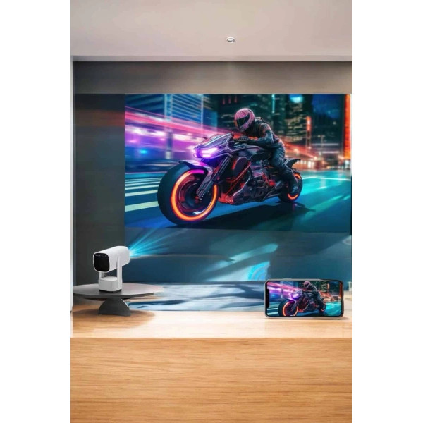 Akıllı Projeksiyon Powerbankli Taşınabilir Sinema Projektörü 4k HD Kaliteli