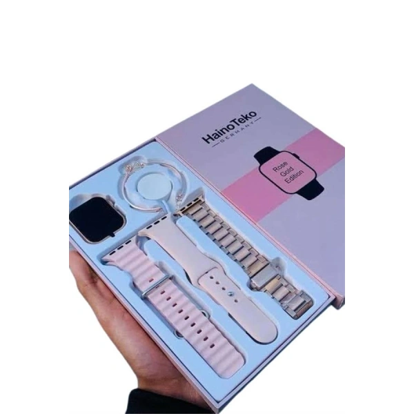 Akıllı Saat 3 Kordonlu Ve Aksesuarlı Bayanlar Için Şık Rose renk