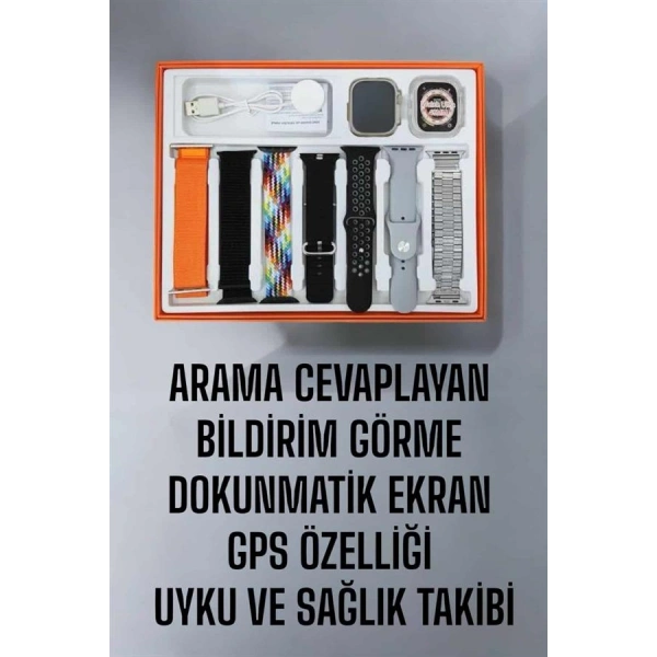 Akıllı Saat 7 Kordonlu Metal,Plastik Ve Hasır Kordon Seçeneği