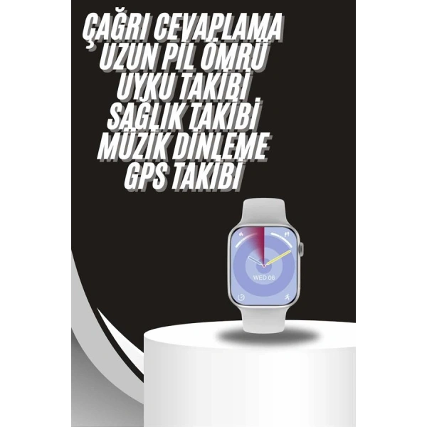 Akıllı Saat Gümüş Kasa Bluetooth Kulaklık Hediyeli Çok Fonksiyonlu İkili Set