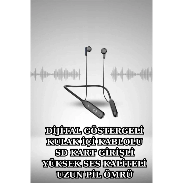 Alarm ve Titreşim Özellikli Akıllı Saat ve Mikrofonlu Kablolu Bluetooth Kulaklık 60 Saat