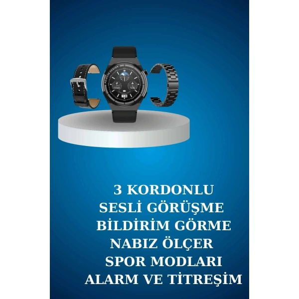 Alarm ve Titreşim Özellikli Akıllı Saat ve Mikrofonlu Kablolu Bluetooth Kulaklık 60 Saat