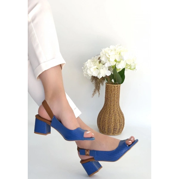 Alessi Mavi Rugan Topuklu Ayakkabı