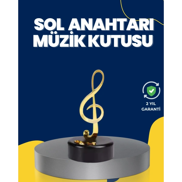 Altın Sol Anahtarı Müzik Kutusu Döner Mekanizmalı