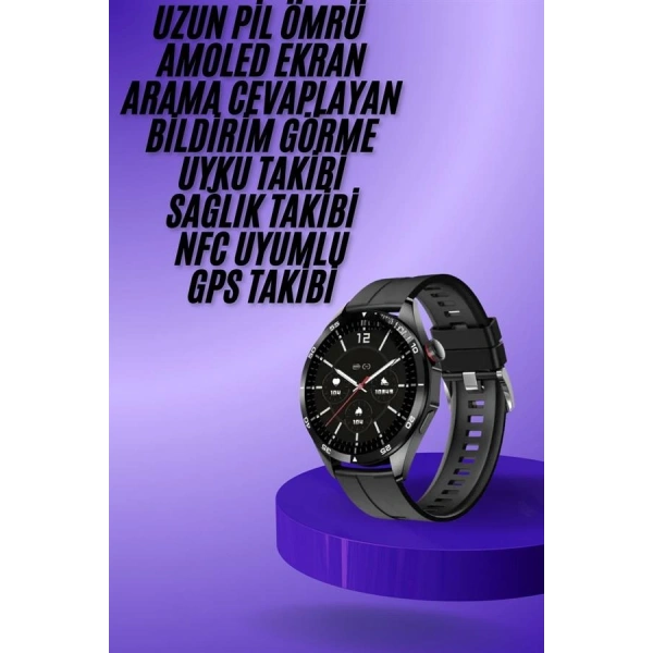 Amoled Ekran 3 Kordonlu Akıllı Saat 5.0 Bluetooth Bağlantılı Android ve İOS Uyumlu