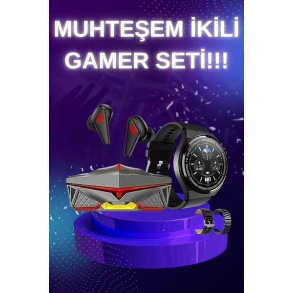 ANC Özellikli Bluetooth Kulaklık ve Amoled Ekran Akıllı Saat Uyku ve Sağlık Takibi Nabız Ölçer