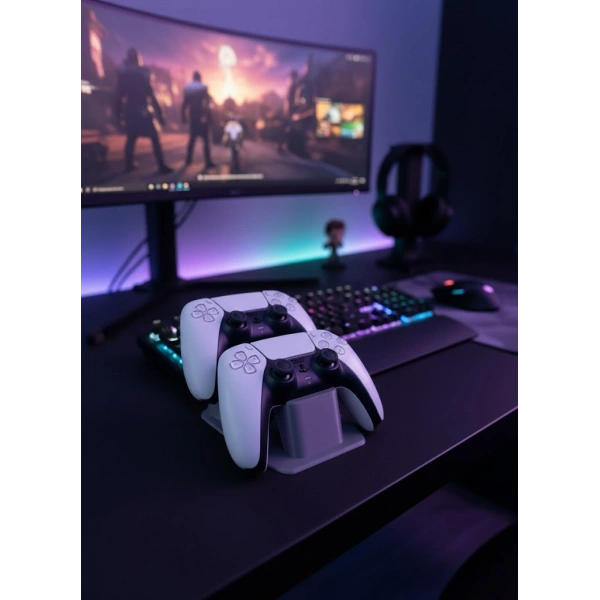 Antrasit İkili Gamepad Tutucu 7x18 cm Masa ve Raf Düzeni