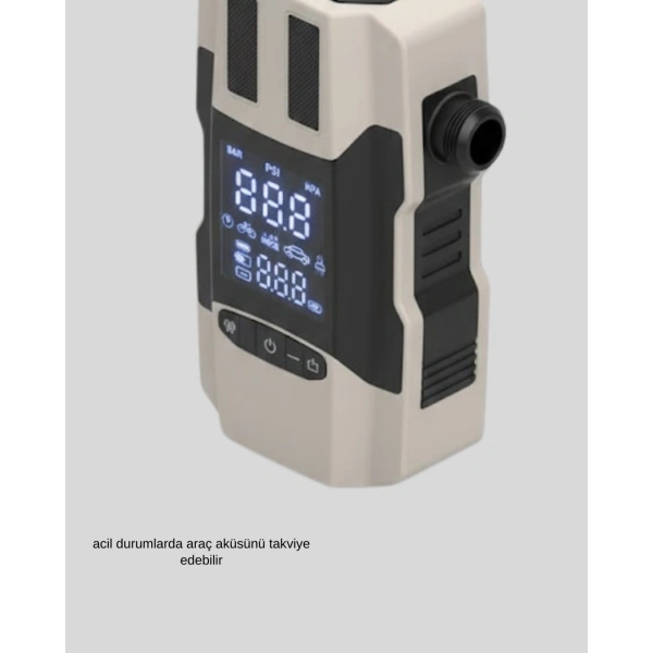 Araç Hava Pompası ve Akü Takviye Powerbank 12.000 mAh Çok Fonksiyonlu