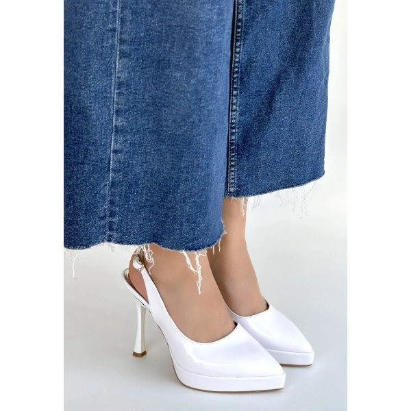 Arim Beyaz Rugan Platform Topuk Ayakkabı