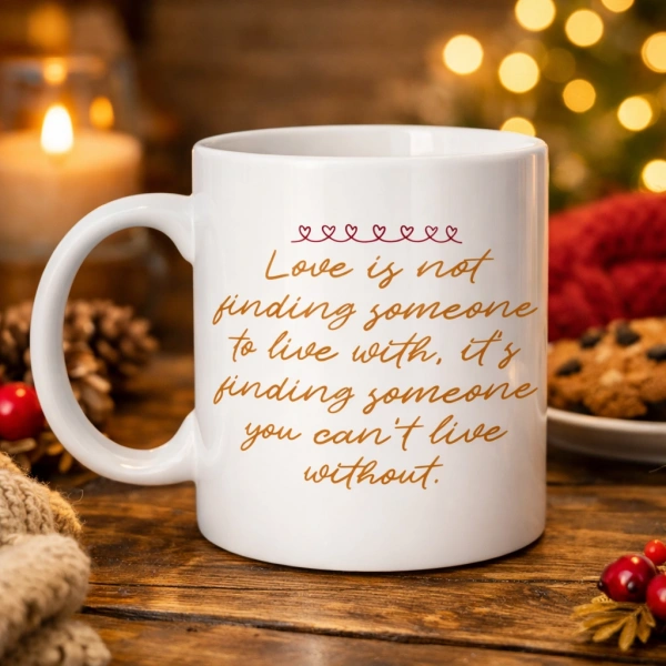 Aşk Dolu Mesajlı Porselen Kupa Model 39 – “Love Is Not Finding Someone…” Yazılı Romantik Kahve Kupası Sevgiliye Özel Hediye