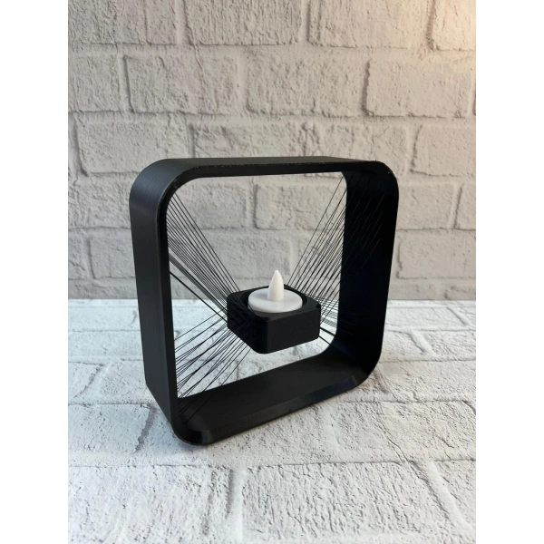 Askılı Kare Mumluk Duvar Dekoru Loş Salon ve Modern Mekanlar