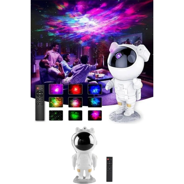 Astronot Şeklinde Bluetooth Hoparlör Gökyüzü Kumandalı Aydınlatma Lamba
