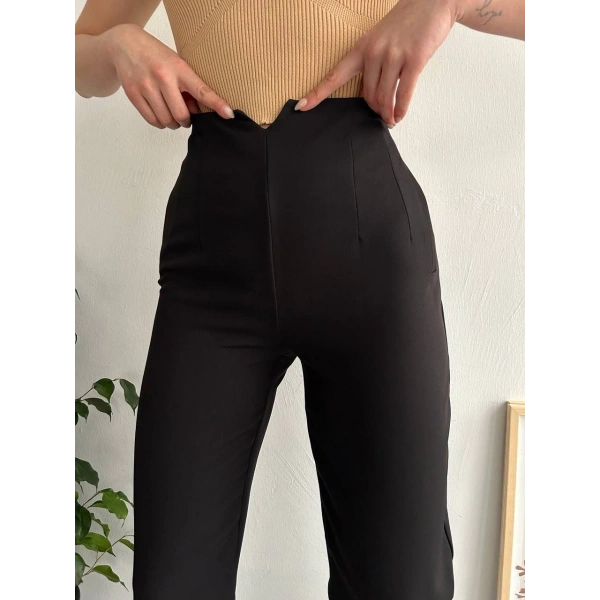 Atlas fletolu pantolon siyah