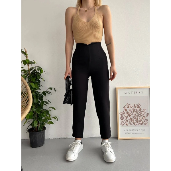 Atlas fletolu pantolon siyah