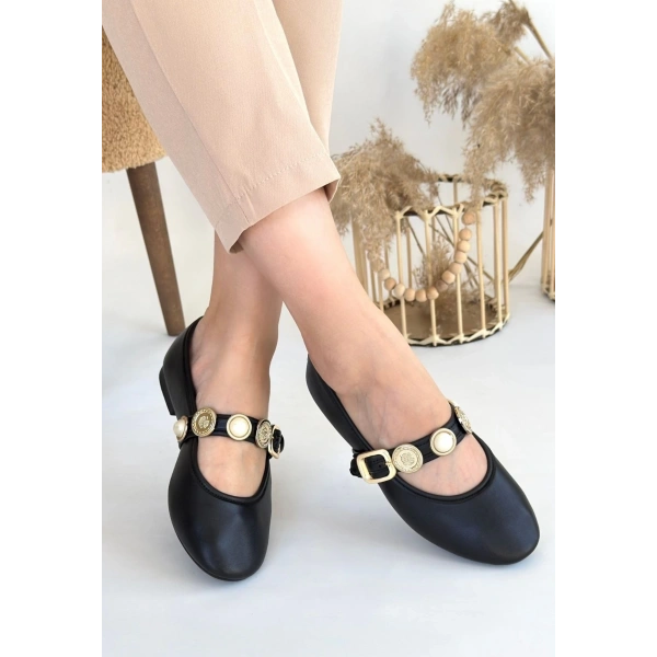 Atnis Siyah Cilt Babet Ayakkabı