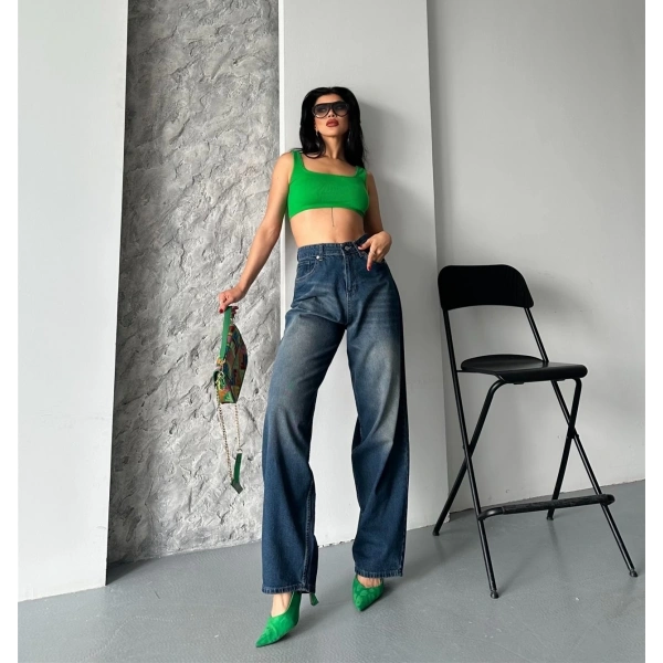 Baggy süper taş bıyık yıkama kahve tint jeans pantolon d2007