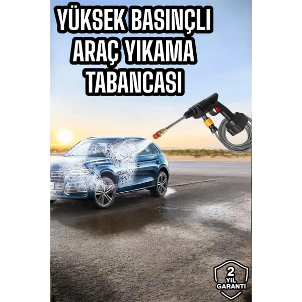 Bahçe ve Araba Yıkama Tabancası Su Basınçlı Hazneli Bataryalı Oto Yıkama