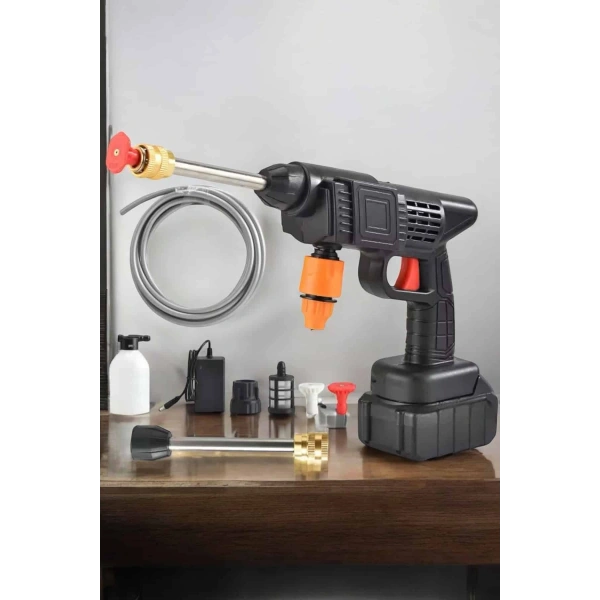 Bahçe ve Araba Yıkama Tabancası Su Basınçlı Hazneli Bataryalı Oto Yıkama