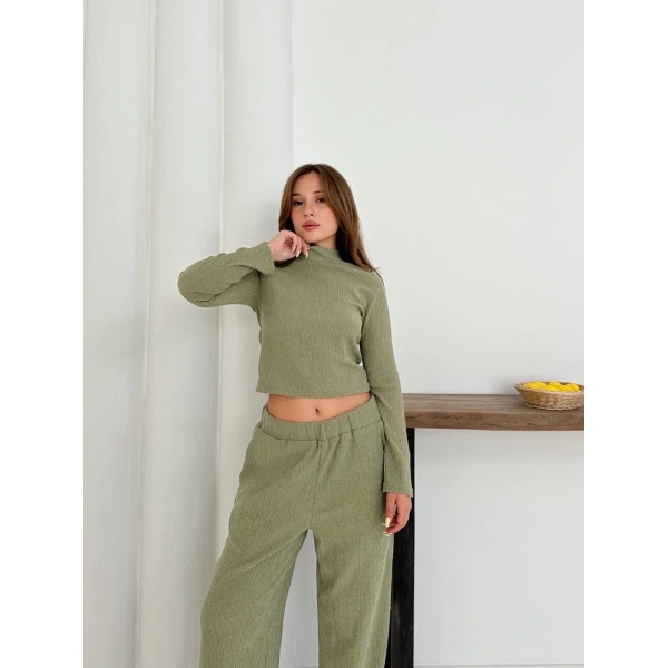 Balıkçı yaka örme takım mint st265865