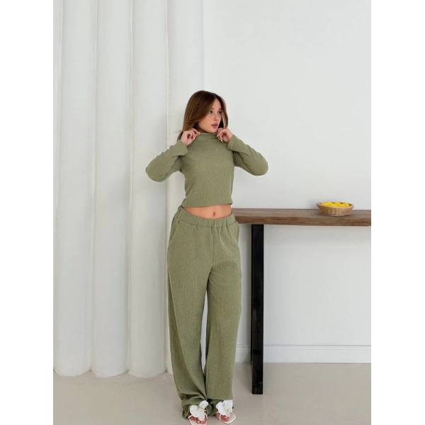 Balıkçı yaka örme takım mint st265865