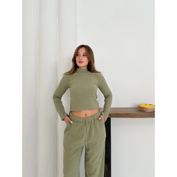 Balıkçı yaka örme takım mint st265865