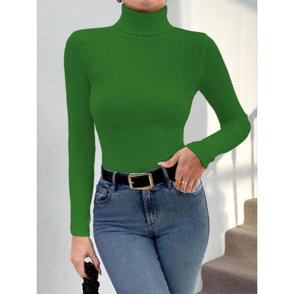 Başıkçı yaka dar kesim kaşkorse kazak yeşil w3103