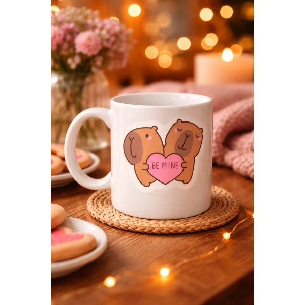 Be Mine Sevimli Ayıcık Tasarımlı Porselen Kupa Model 43 – Aşk Temalı Sevgili Kupası – Özel Gün Hediyesi