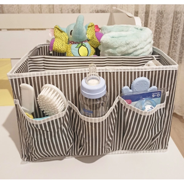 Bebek Beşik Başucu Düzenleyici Kapaklı 5 Bölmeli Organizer