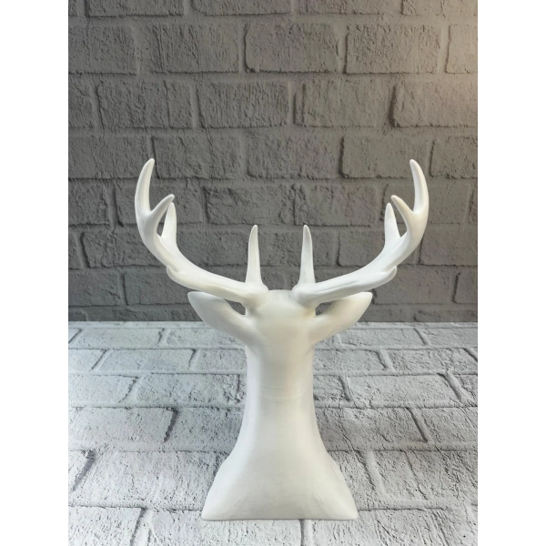 Beyaz Geyik Biblo 23 cm Dekoratif Modern Tasarım