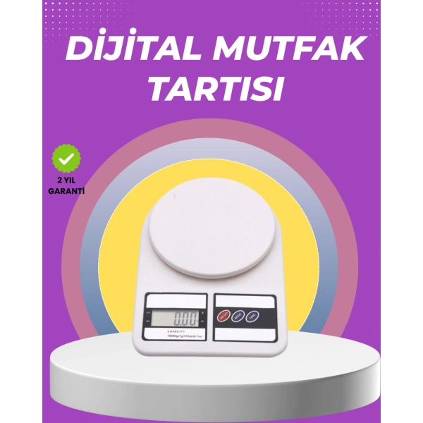 Beyaz Plastik Dijital Mutfak Tartısı – 24x16.8x1.5cm